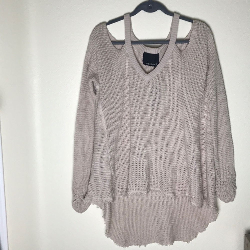Signature 8 Cold Shoulder Oatmeal Sweater